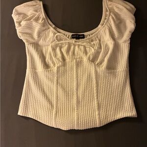 White Textured Women's Top